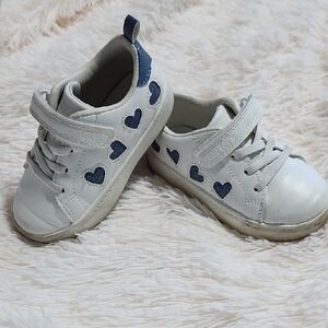 Carter's White and Navy Heart Sneakers